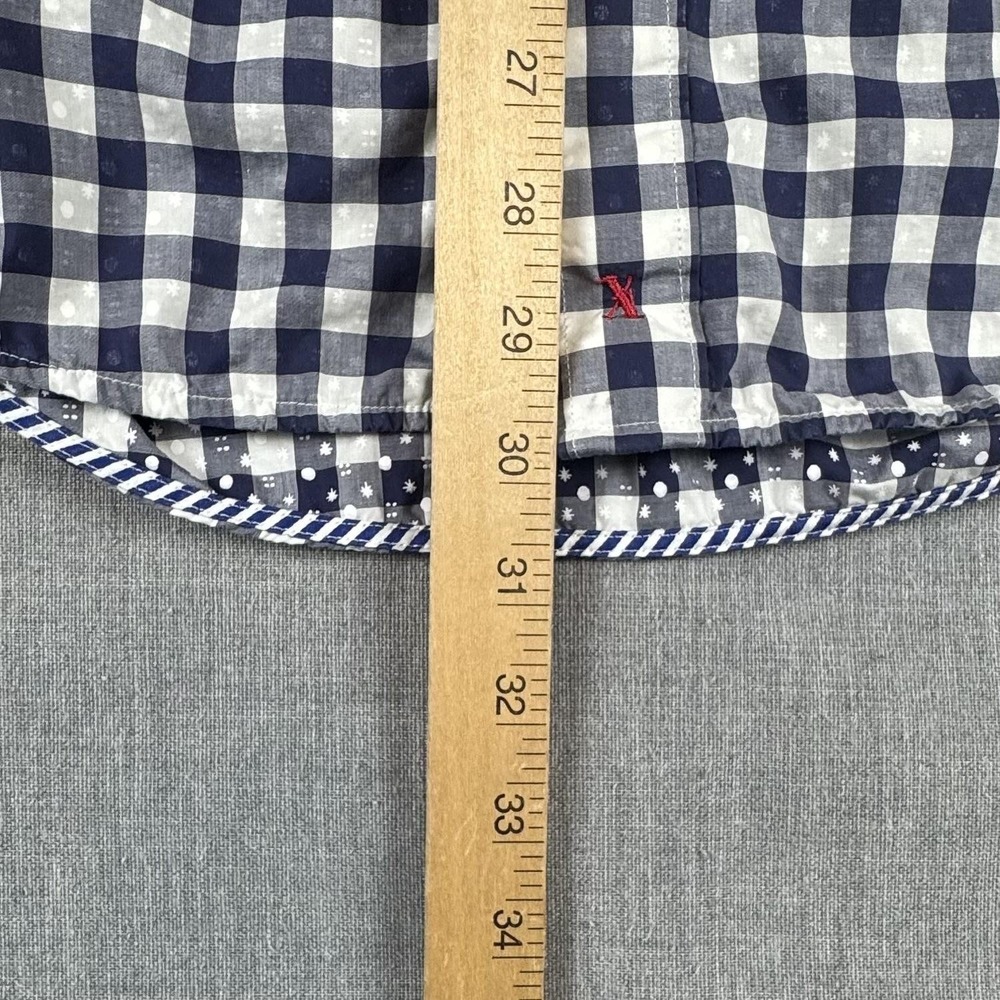 Robert Graham X Shirt Mens Large Blue Check Button Up Short Sleeve Tailored Fit - Picture 8 of 8
